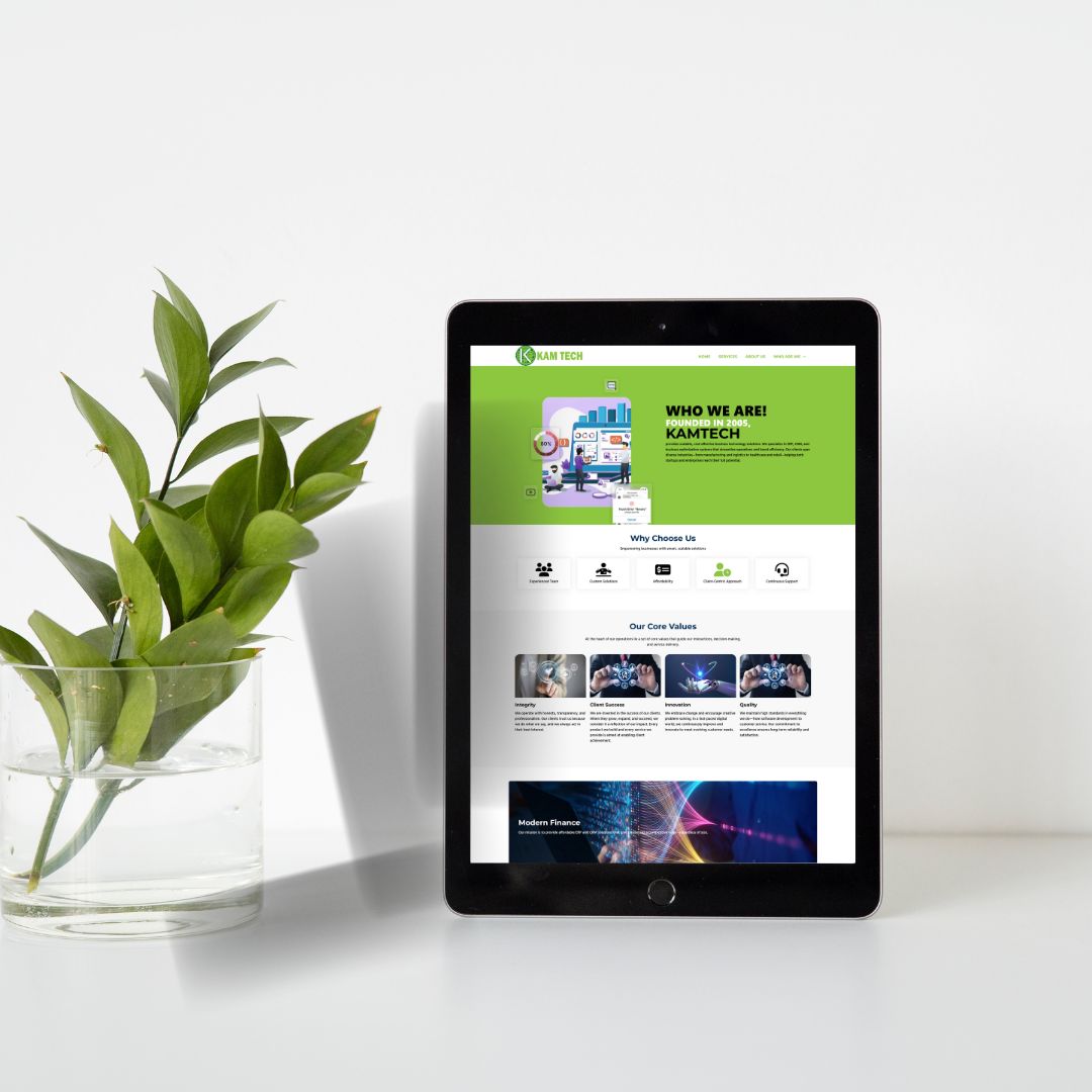 Modern website design mockup displayed on workspace desk